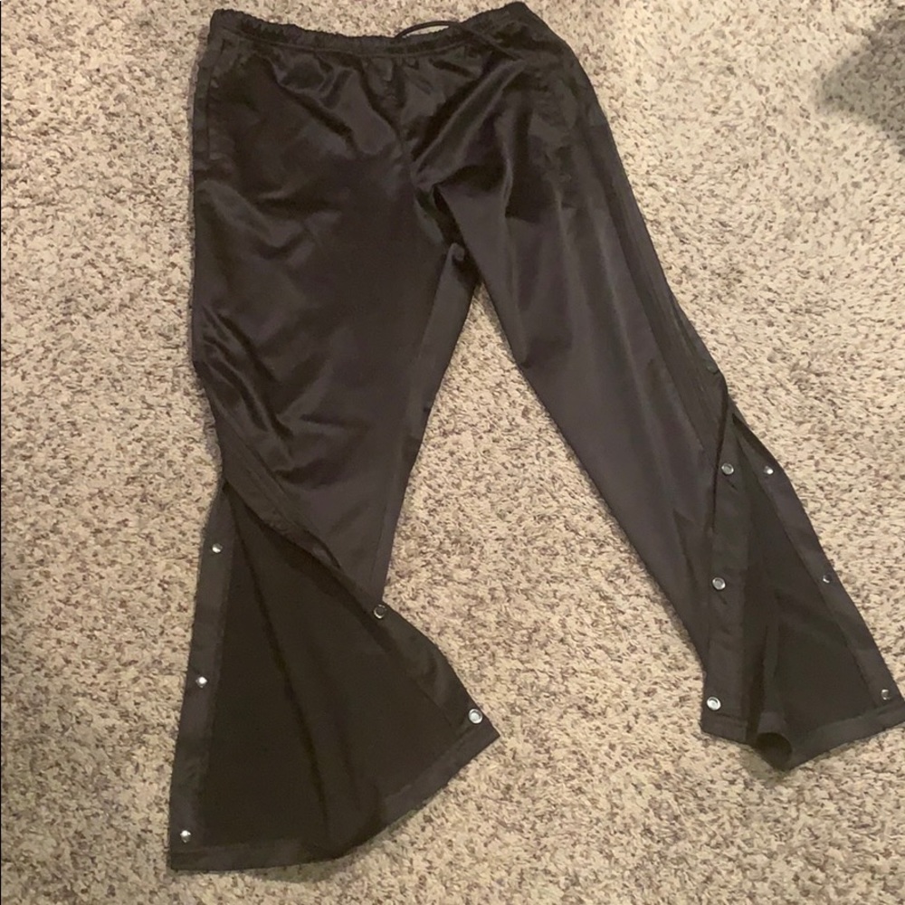 Black Adidas button down track pants